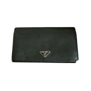 Authentic Prada Large Saffiano Leather Long Flap Large Wallet Black